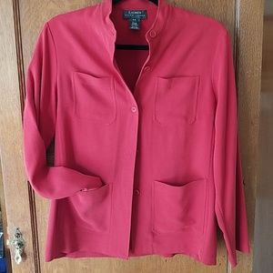 💋💋Ralph Lauren Red Silk Safari Style Blazer💋💋
